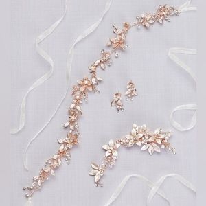 Rose Gold Floral Crystal Sash